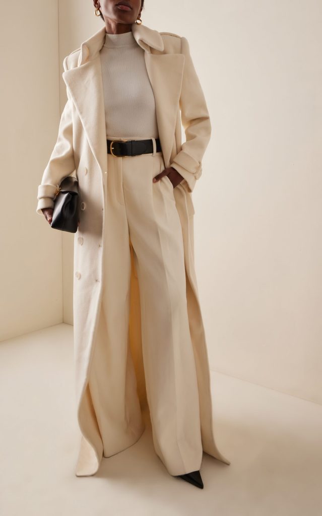 sergio hudson white double breasted cashmere maxi coat