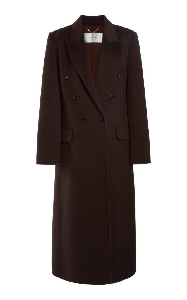 victoria beckham brown wool cashmere coat