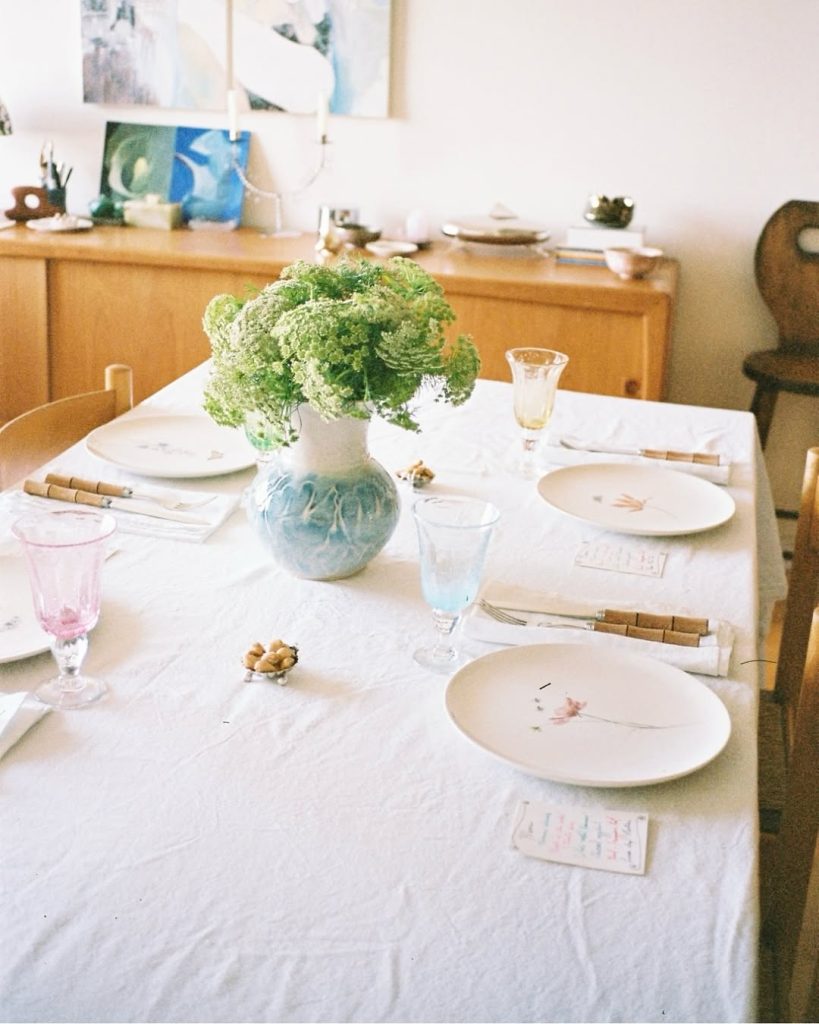 A recent table I created at home using unique hand painted plates no dish is the same the cu