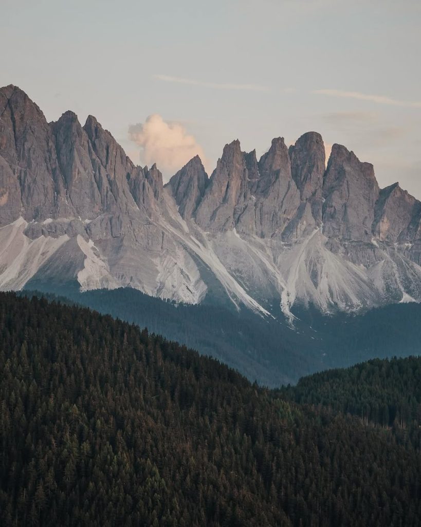 The Odle Mountains a striking mountain range located right infront of FORESTIS. These mountains