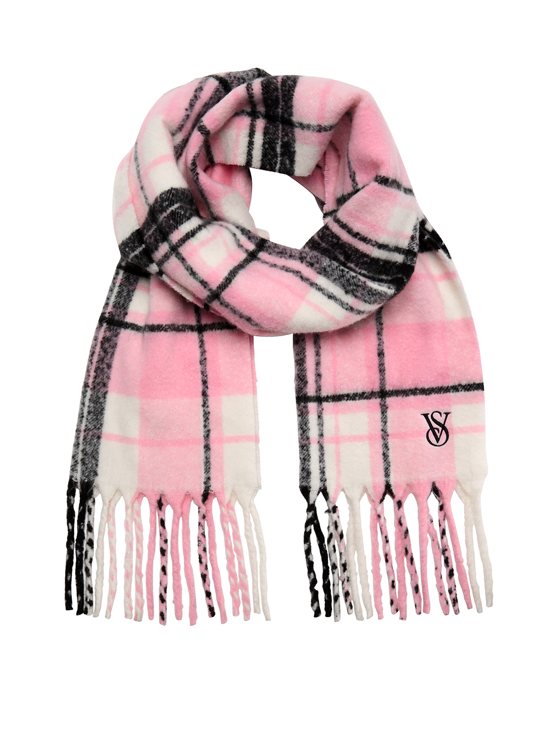 Victorias Secret 2025 Holiday Cozy Blanket Scarf Pink Plaid