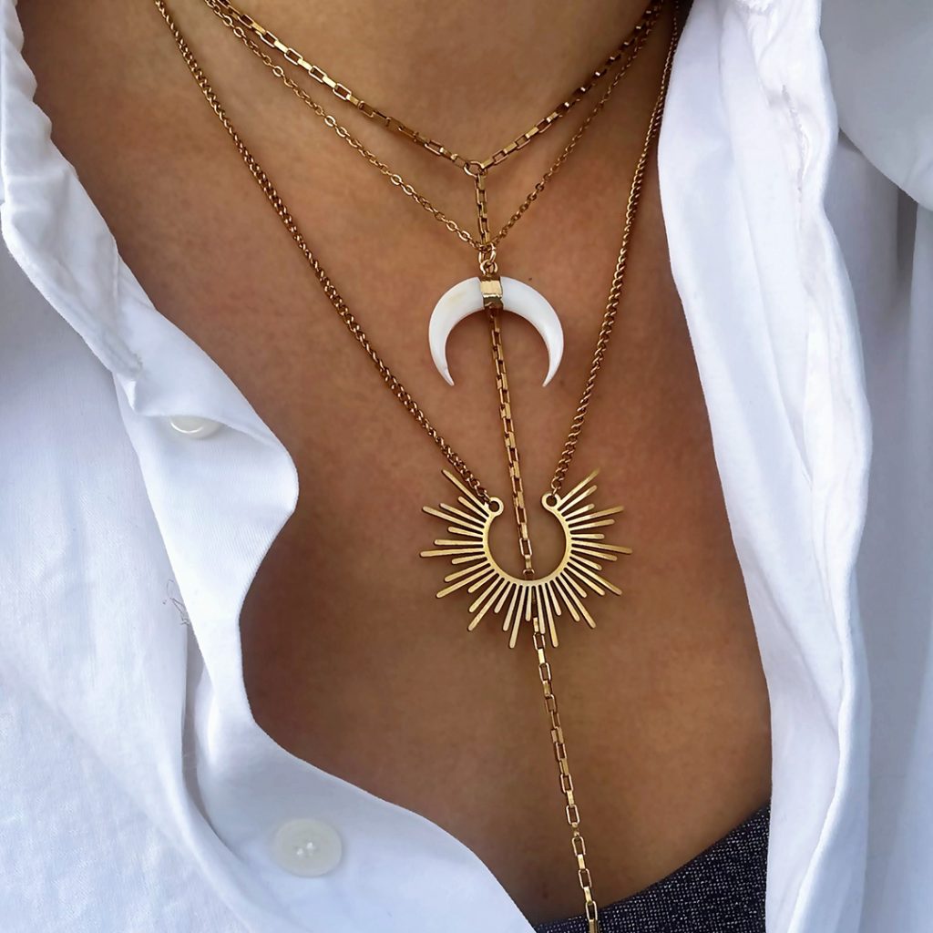 Helios Horn Golden Y ZOA NECKLACES