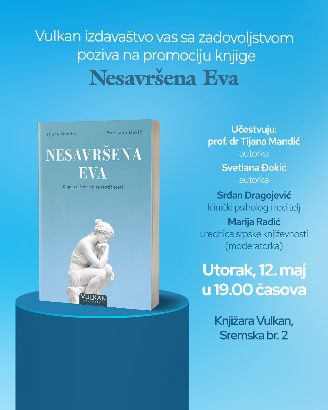Promocija Nesavrsena Eva 1080x1350 vulkan izdavastvo