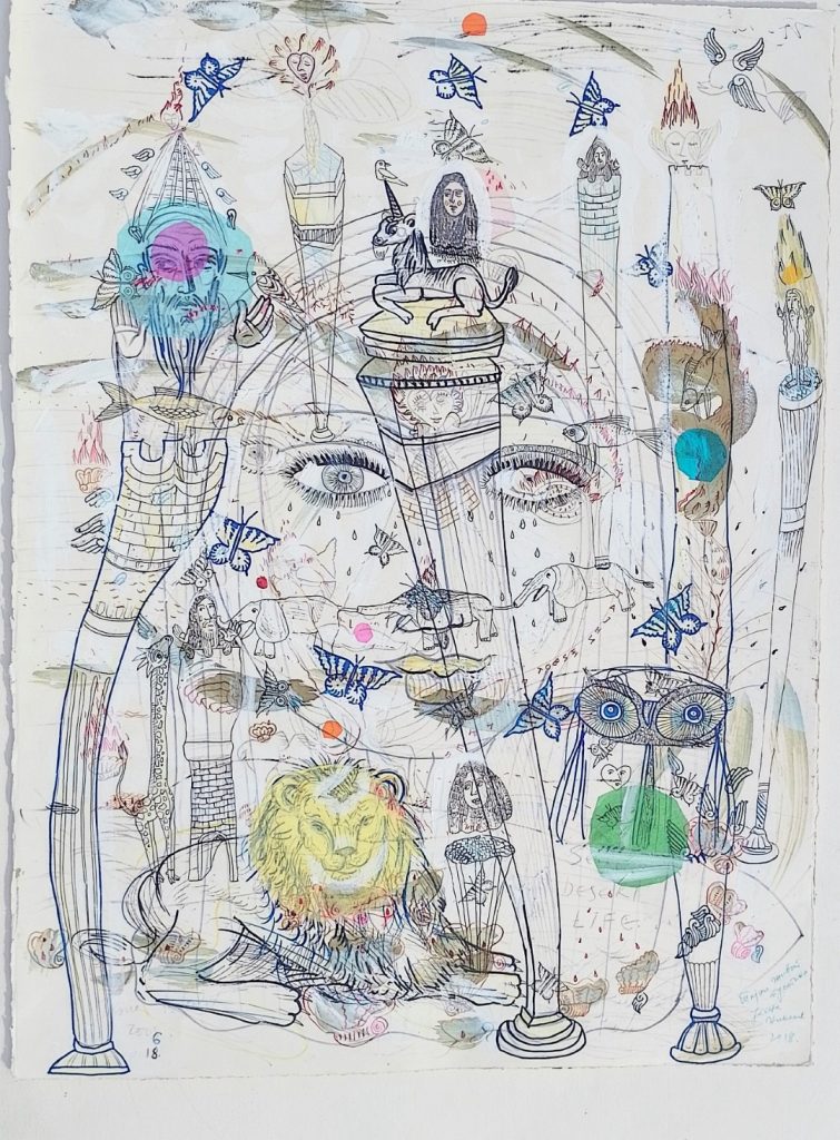 Jasna NIKOLIC tajni zivot pustinje 76 sa 57 cm mix med. on paper 18
